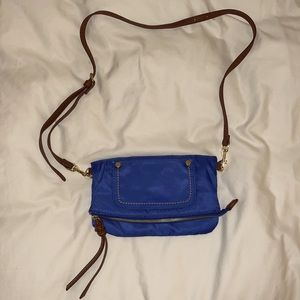 Blue nylon crossbody purse